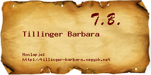 Tillinger Barbara névjegykártya